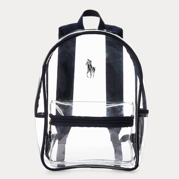 Polo Ralph Lauren Big Pony Clear & Navy Blue Back Pack / Book Bag Waterproof NWT - Picture 1 of 5